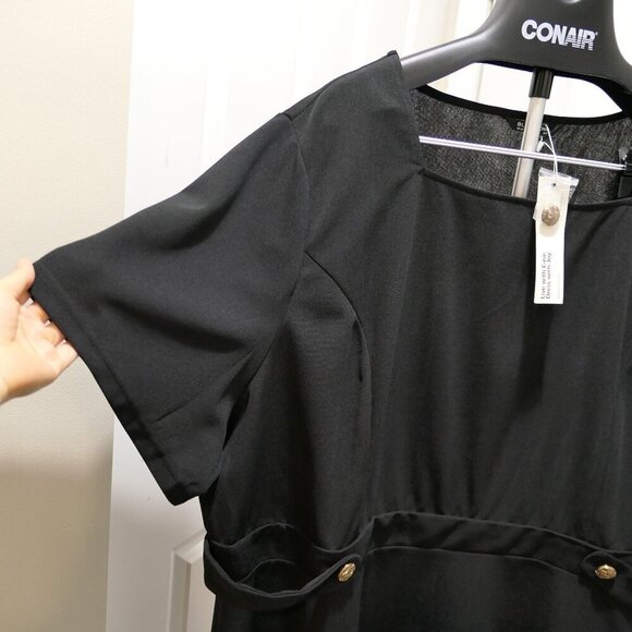 BloomChic Plus Size 3XL Square Neck Waist Tab Gathered Blouse us size 22 - Picture 6 of 9